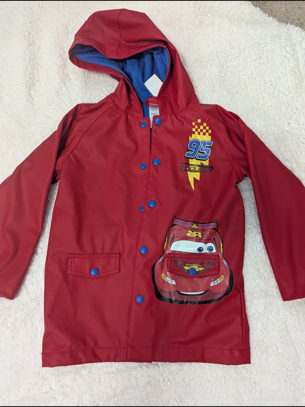 Disney Red Lightning McQueen Kids' Raincoat with Blue Accents